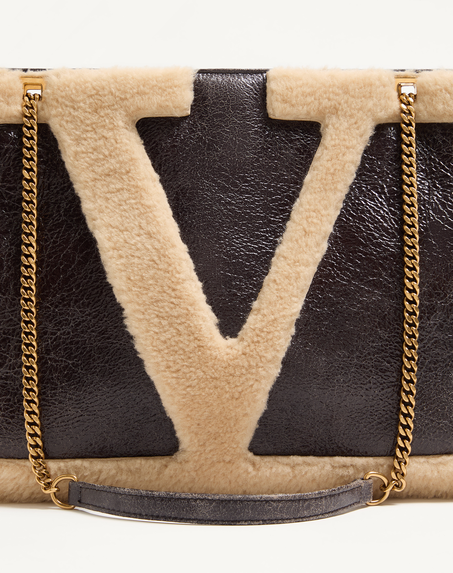 Valentino Medium Viva Superstar Shearling Tote Bag In Brown