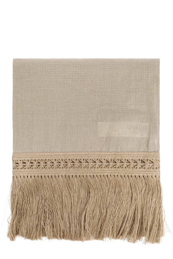 Max Mara Fringed Edge Wrap Scarf In Nude