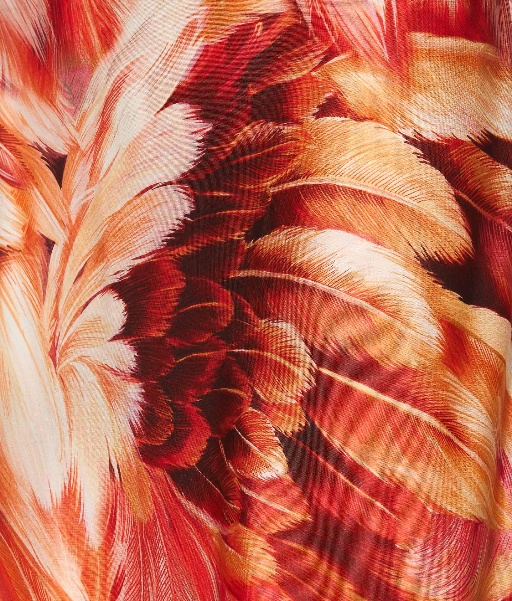 ROBERTO CAVALLI PLUMAGE SILK MAXI DRESS