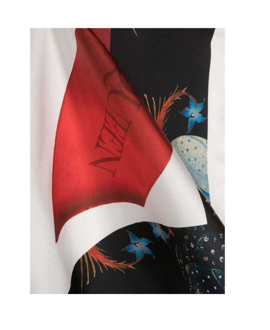 Alexander Mcqueen Hieronymus Bosch Print Silk Scarf In White