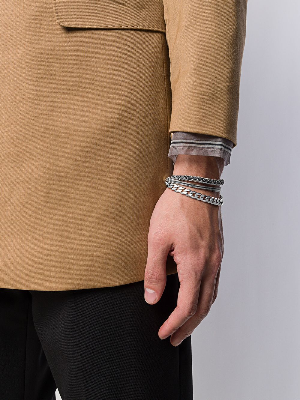 Emanuele Bicocchi Double Braided Bracelet In Gray