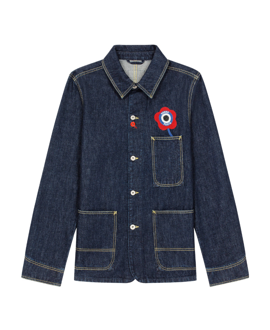 Shop Kenzo ' Target' Denim Workwear Jacket In Blue