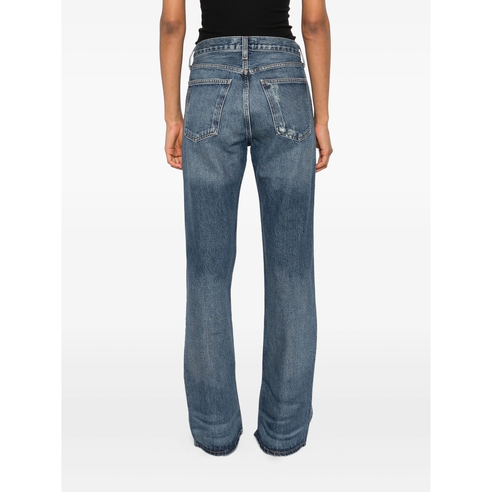 Agolde Denim Trousers With Belt Loops In Blue