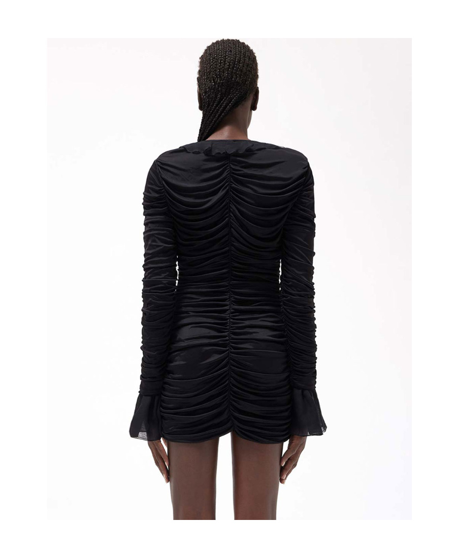 Blumarine Deep V-neck Ruched Minidress In Black