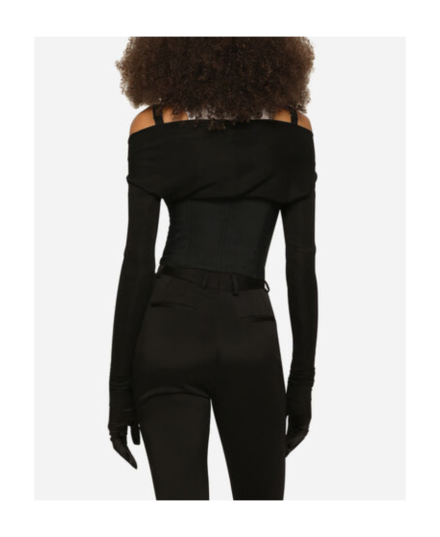 Shop Dolce & Gabbana Layered-shirt Corset Top In Black