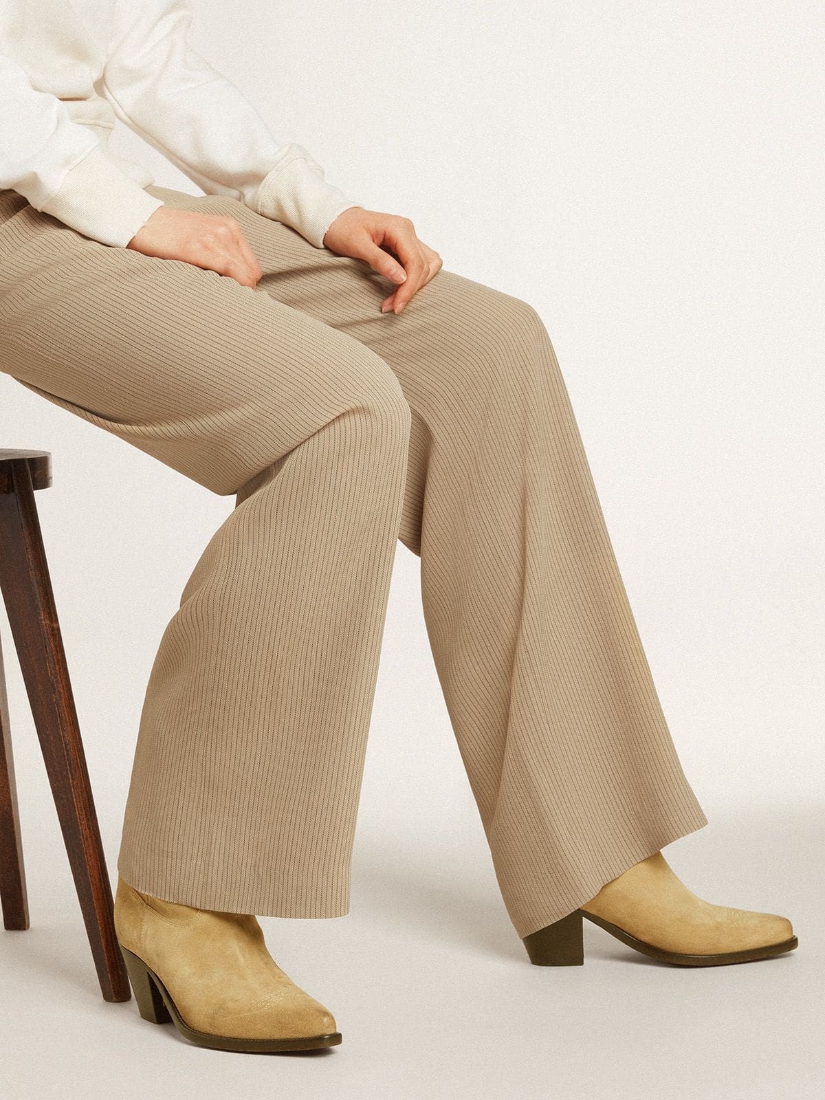 Golden Goose Pointed Short Boots In Nude