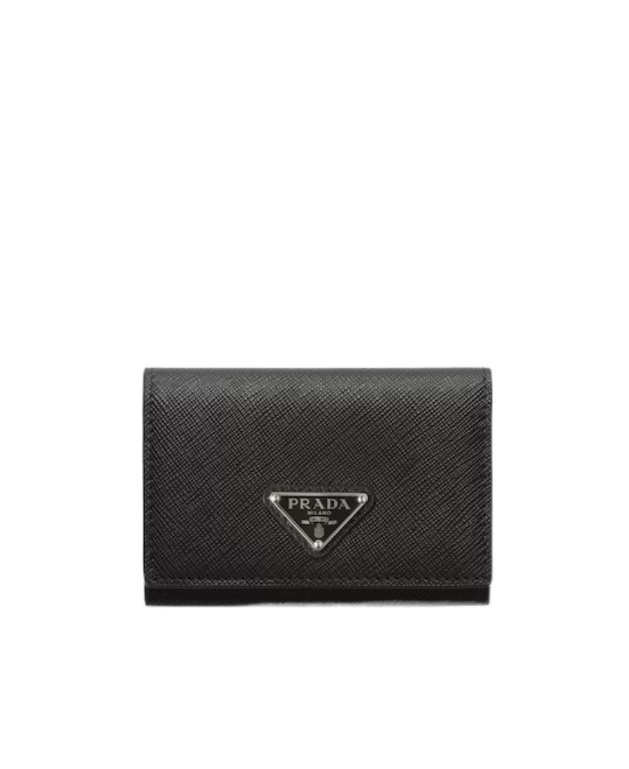Prada Triangle-logo Saffiano Leather Wallet In Black
