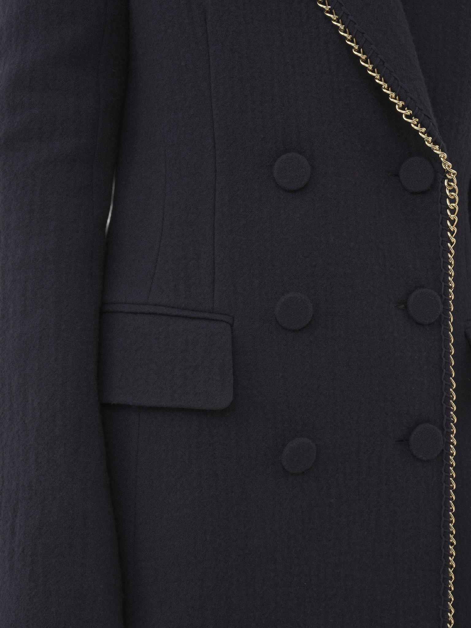 Chloé Double-breasted Wool Jacket With Structured Shoulders In Blue