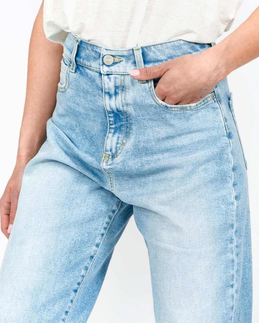 Icons Faded Zipper Denim Pants In Blue