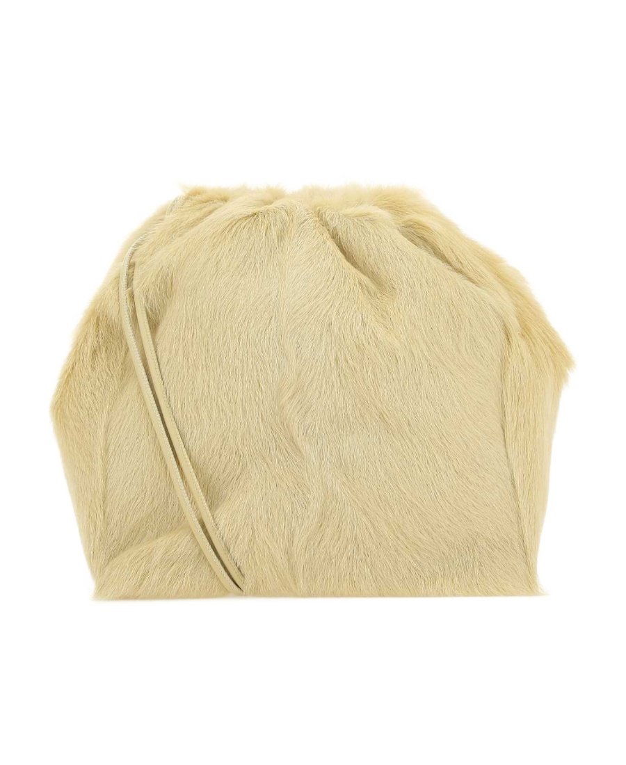 Jil Sander Fur Drawstring-fastening Shoulder Bag In Nude