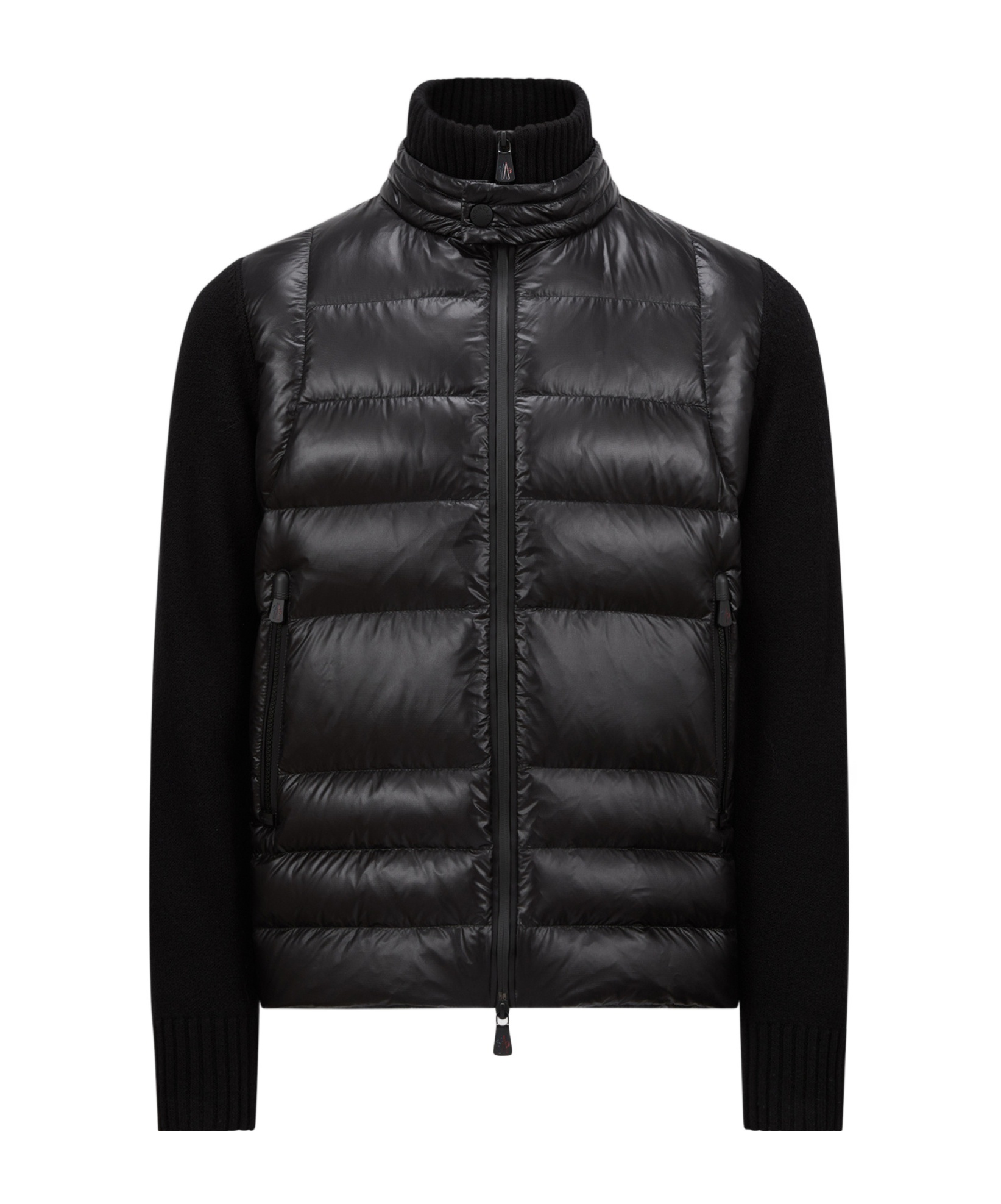Moncler Black Wool Blend Tricot Cardigan In Black