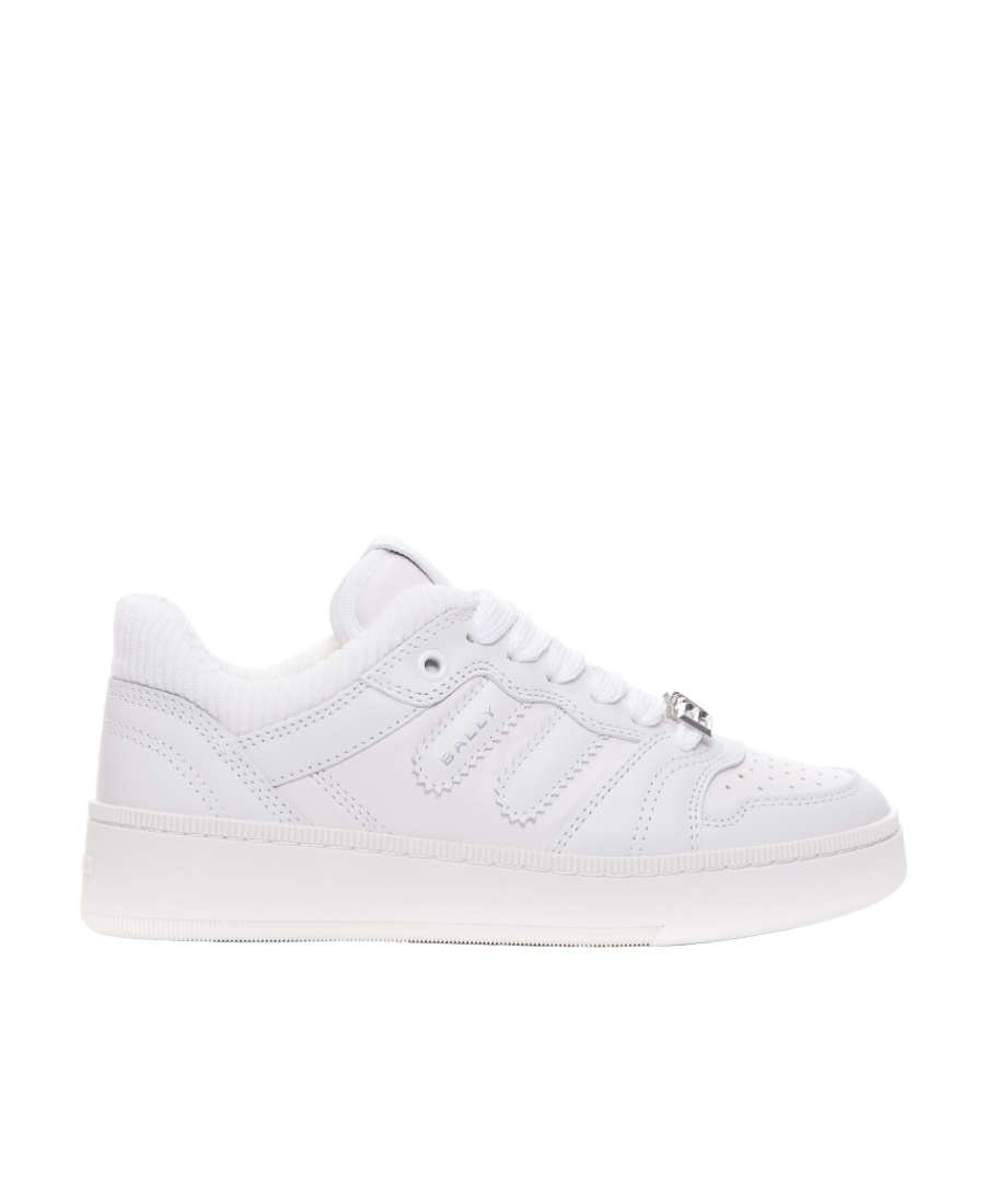 Shop Bally Round Toe Lace-up Sneakers In White