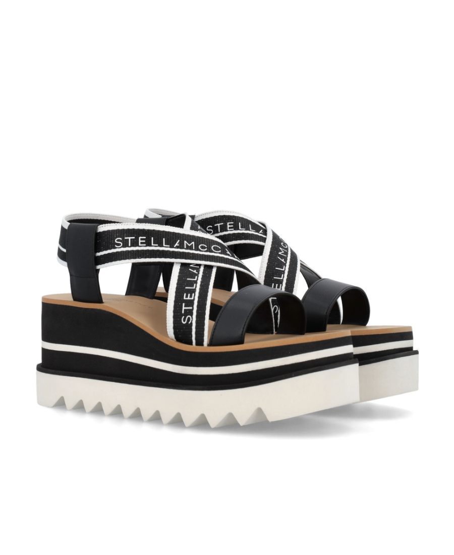Stella Mccartney Womens Criss-cross Knit Platform Sandals In Black
