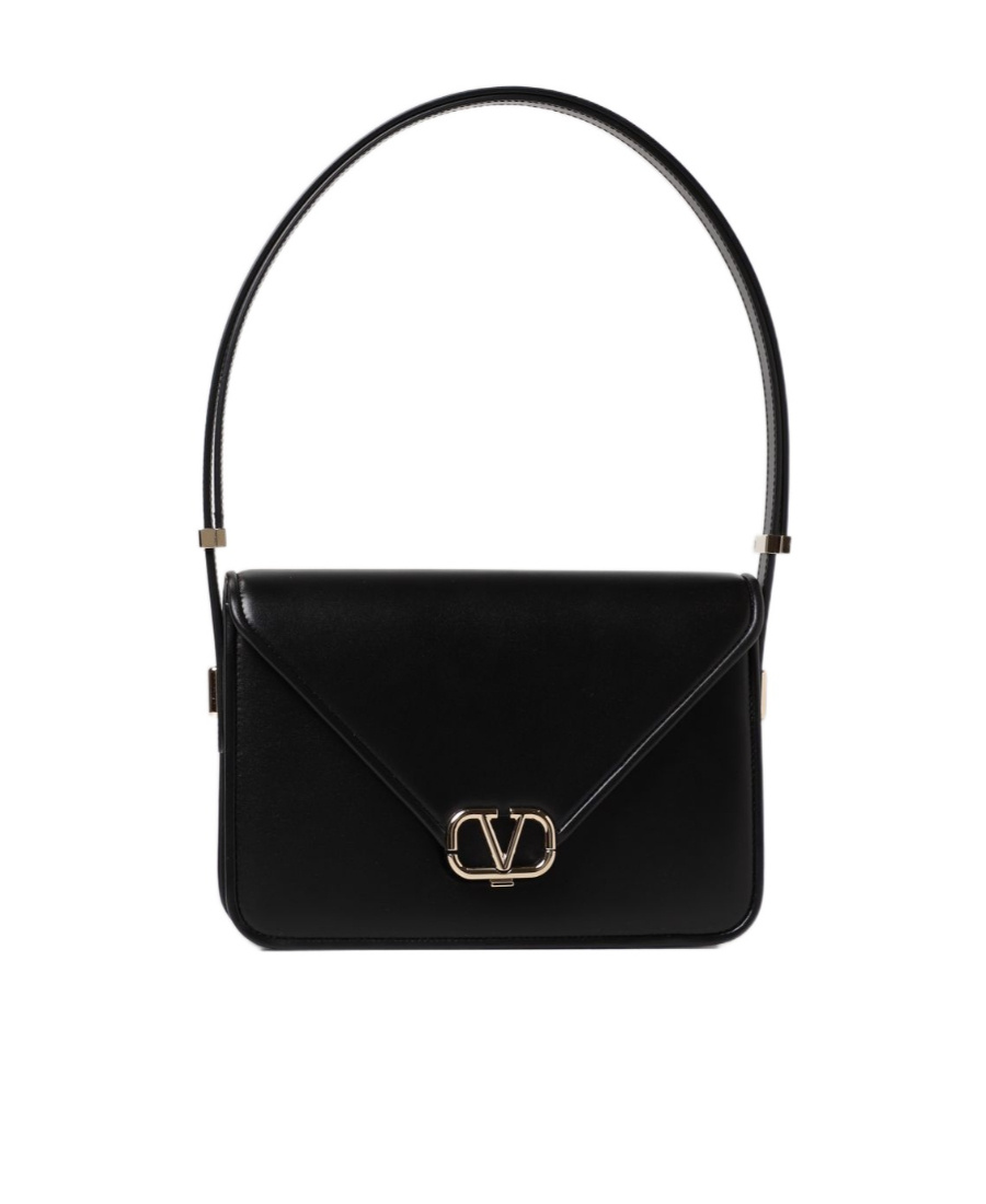 Valentino Garavani Black Leather V Logo Crossbody Bag