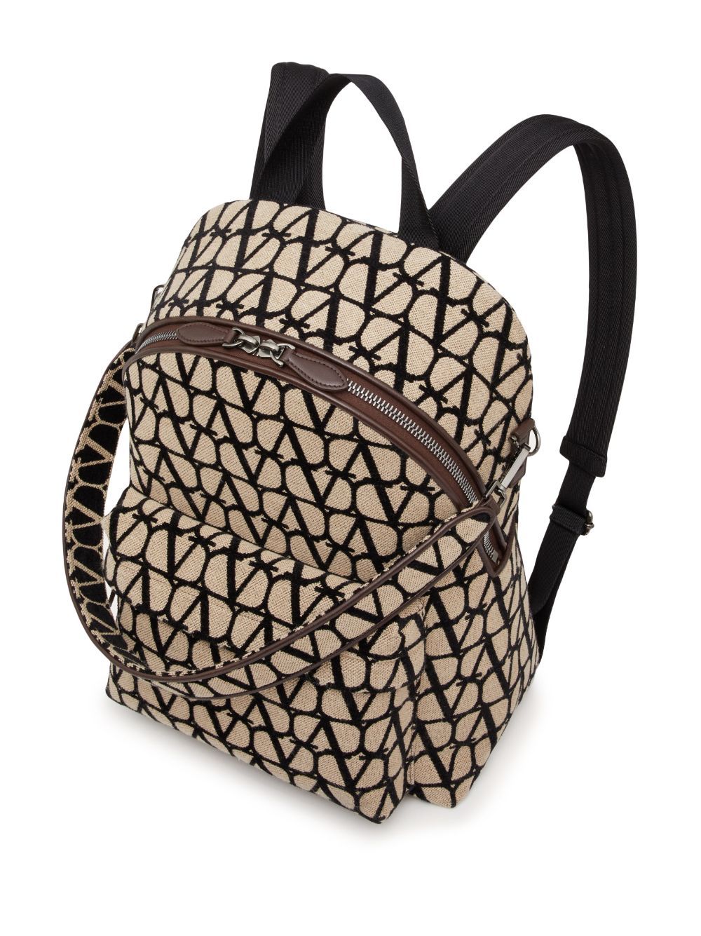 Valentino Toile Iconographe Backpack With Leather Detailing In Black
