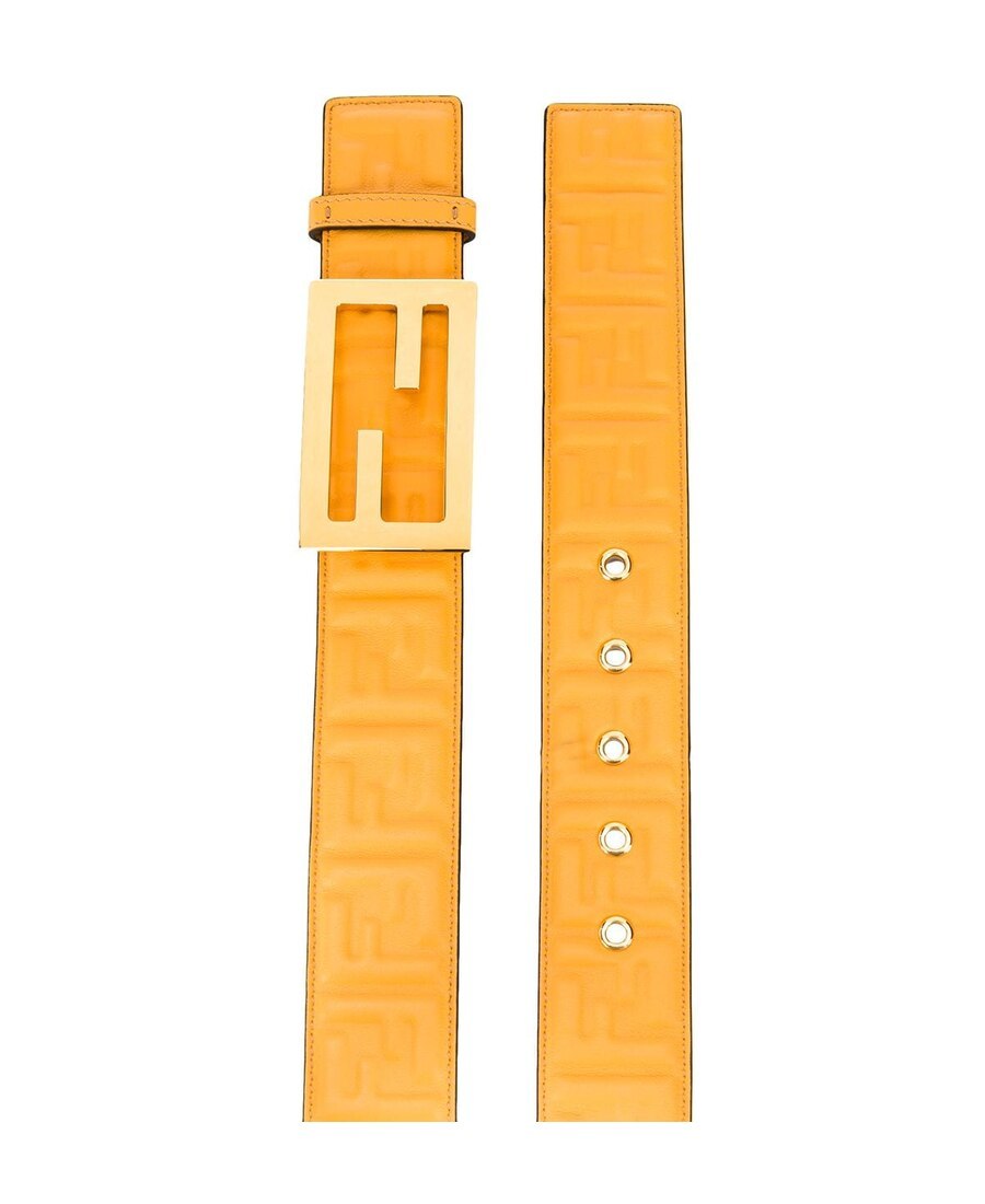 Fendi Baguette Embossed Logo Belt In Orange