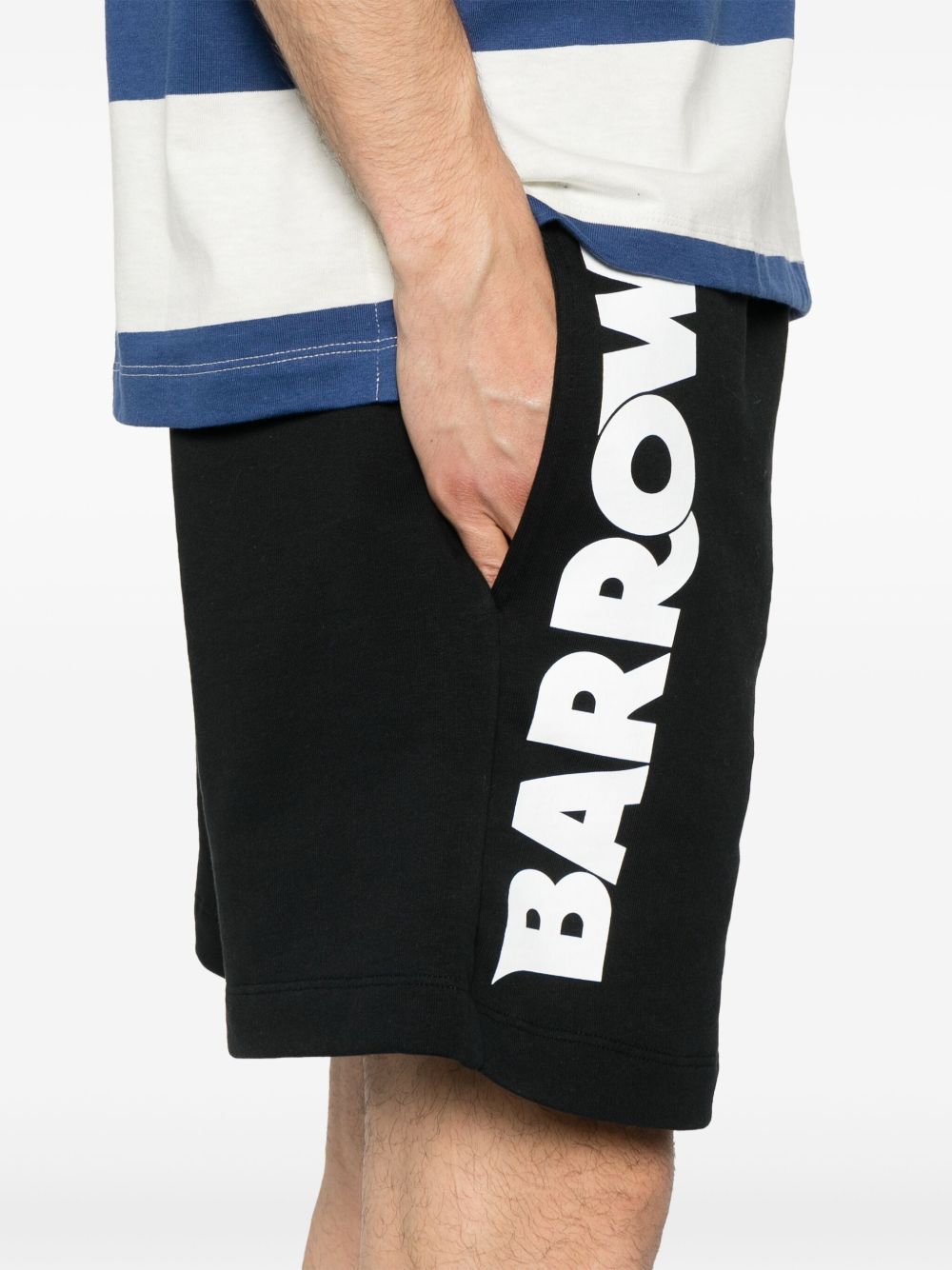 Barrow Elastic Waistband Iridescent Detail Shorts In Black