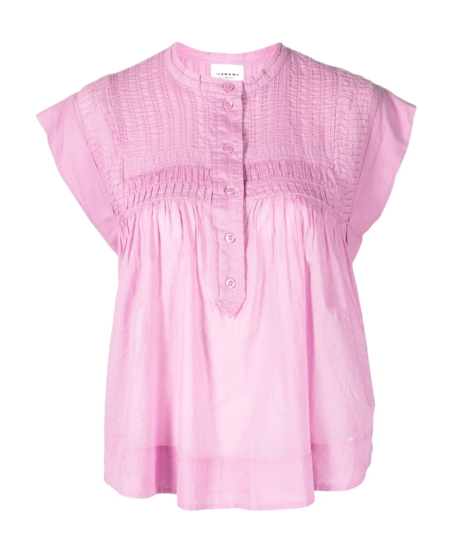 Isabel Marant Étoile Pleated Cotton Top In Pink