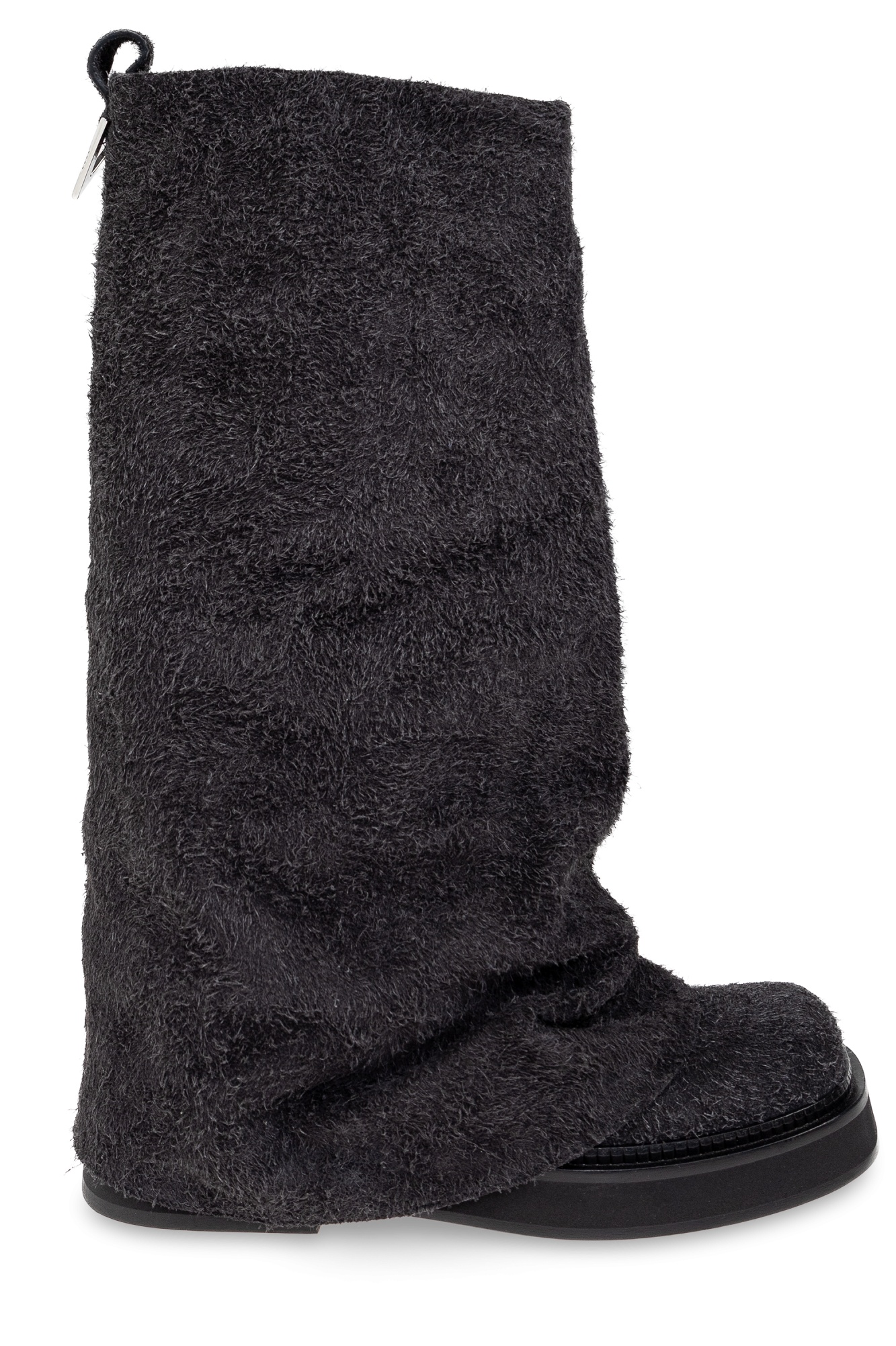 Attico Robin Layered Suede Boots In Black