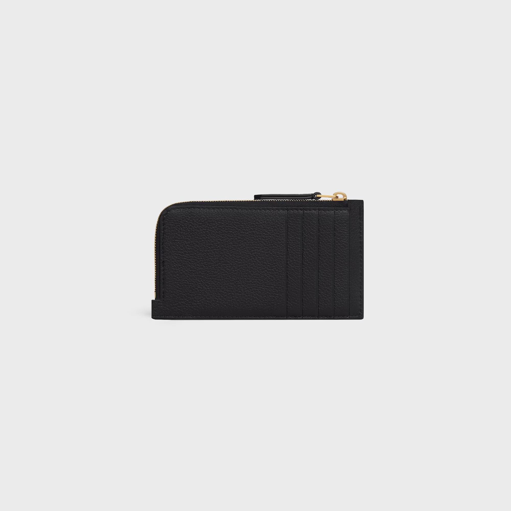 Celine Long Zipped Card Holder In Supple Grained Calfskin