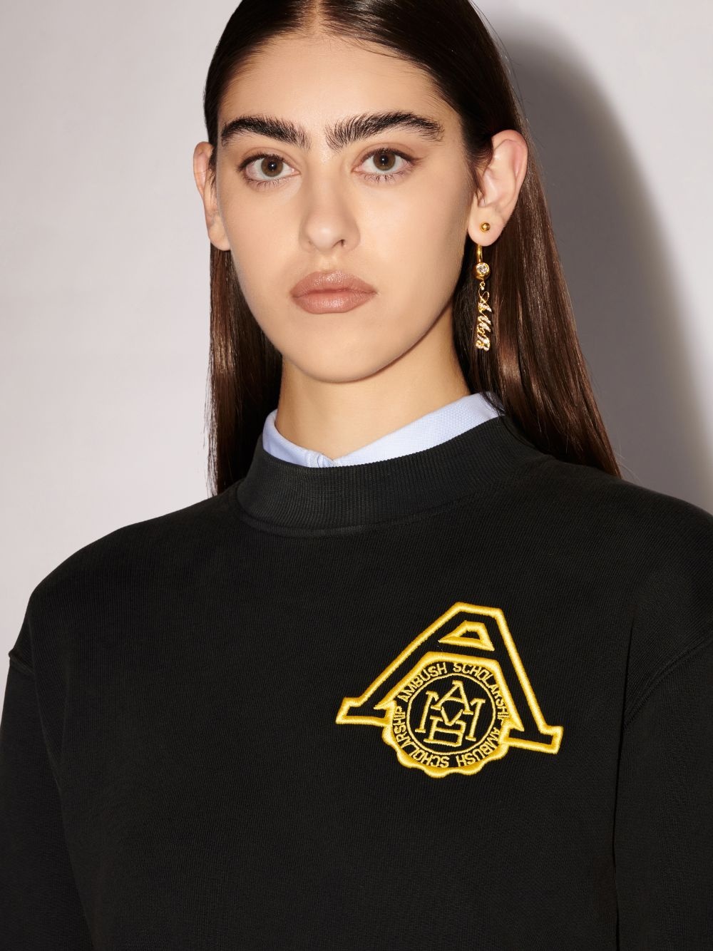 Ambush Logo-embroidered Organic Cotton Sweatshirt In Black
