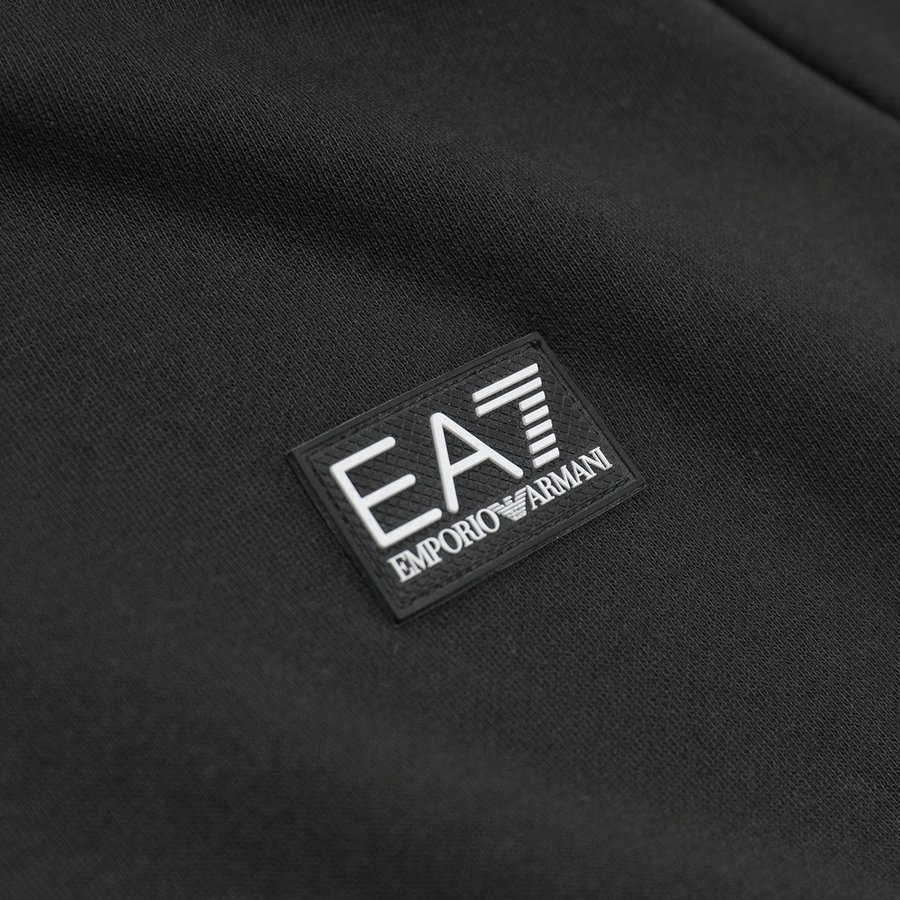 Ea7 Logo Hooded Sweater In Black