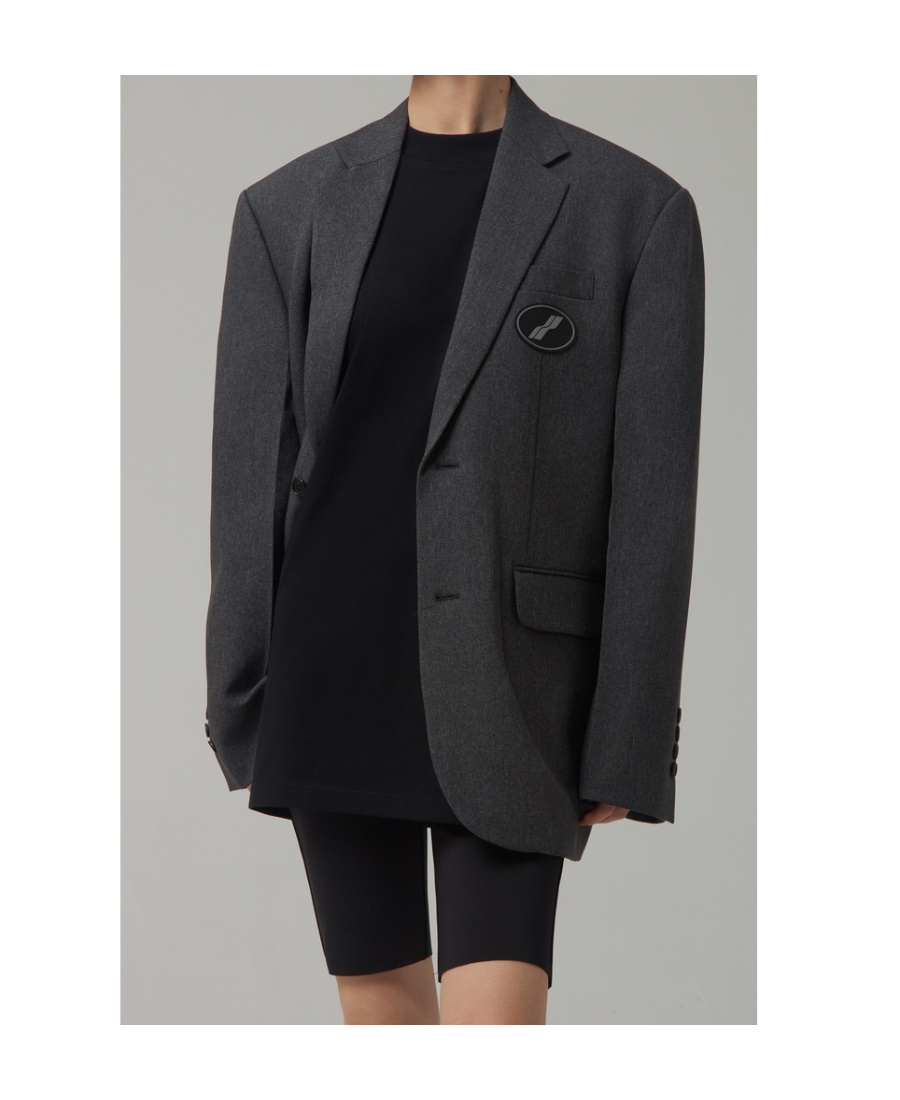 Shop We11 Done Logo-patch Notched-lapels Blazer In Black