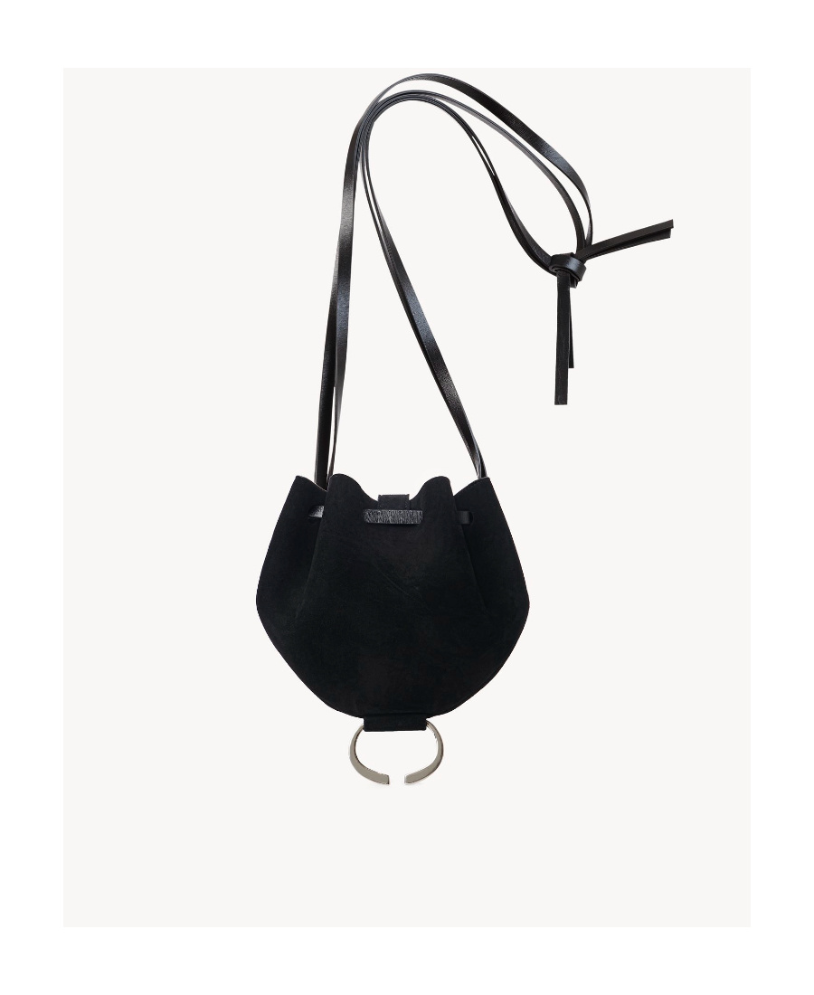 Shop Chloé Drawstring Suede Crossbody Bag In Black