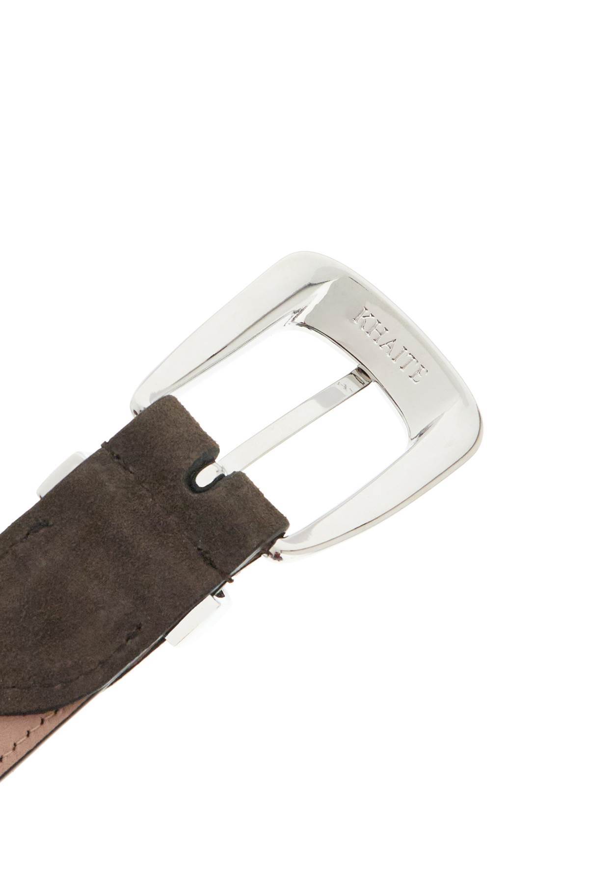 Khaite Benny Suede Leather Belt In In Brown