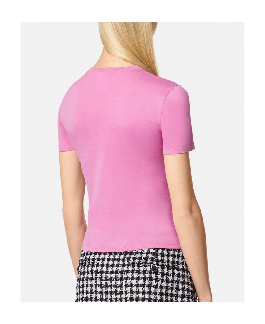 Versace Brand-print Slim-fit Stretch-jersey T-shirt In Pink
