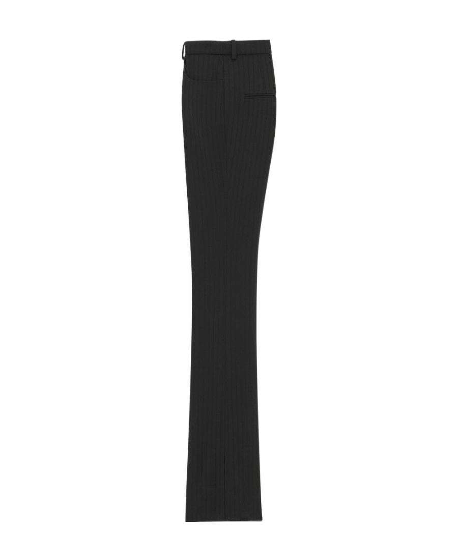 Shop Saint Laurent Straight-leg Pants In Striped Wool In Black