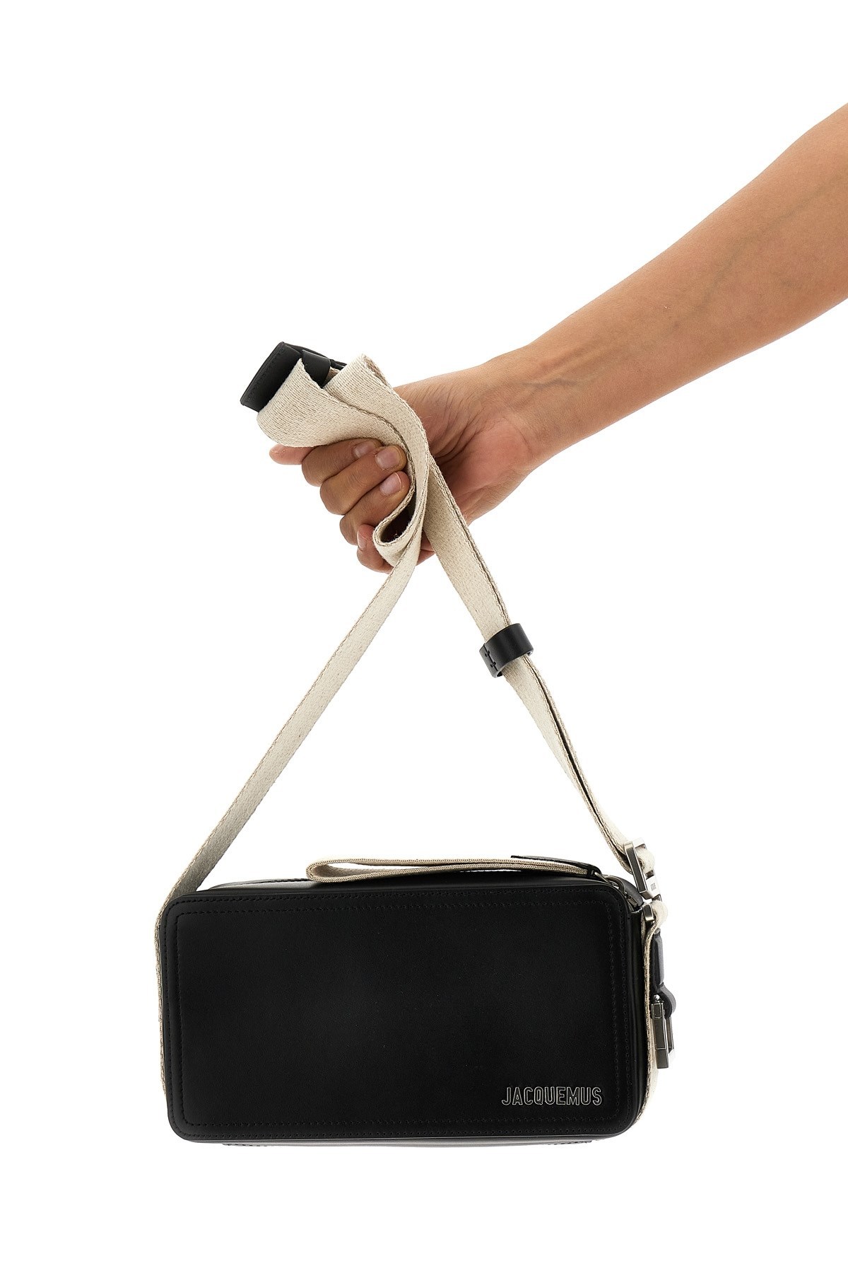 Jacquemus Le Cuerda Canvas-trimmed Leather Messenger Bag In Black