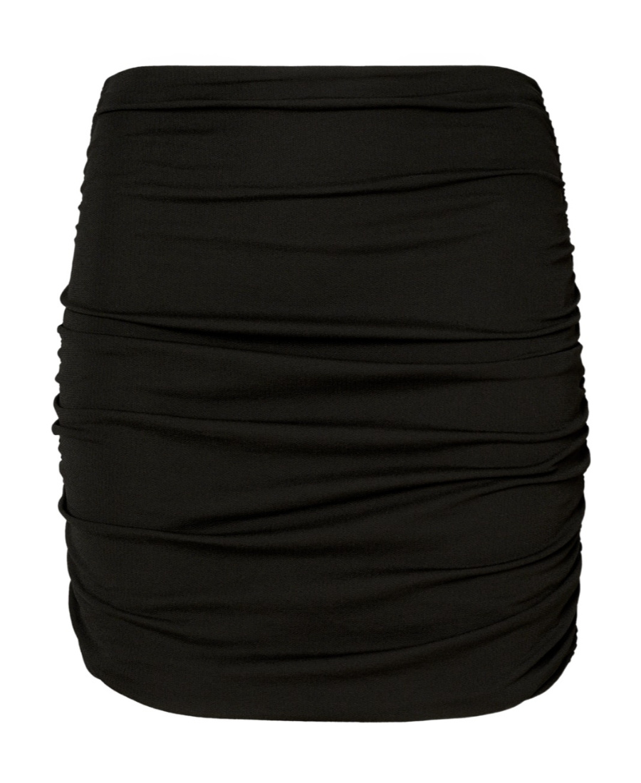 Tory Burch Ruched Viscose Miniskirt In Black