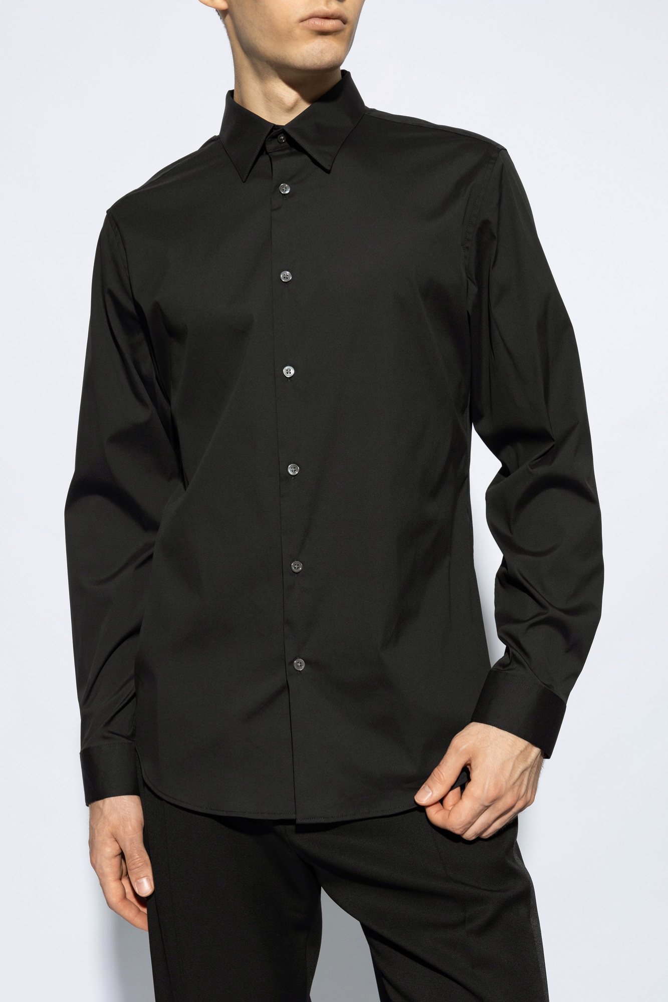 Theory Sylvain Mens Poplin Tab Collar Button-down Shirt In Black