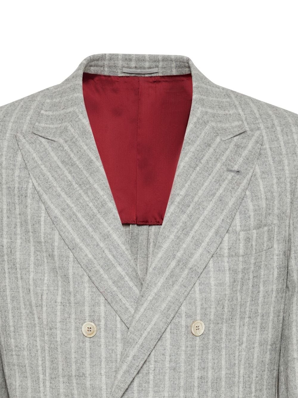 Shop Brunello Cucinelli Double-breasted Striped Blazer In Gray