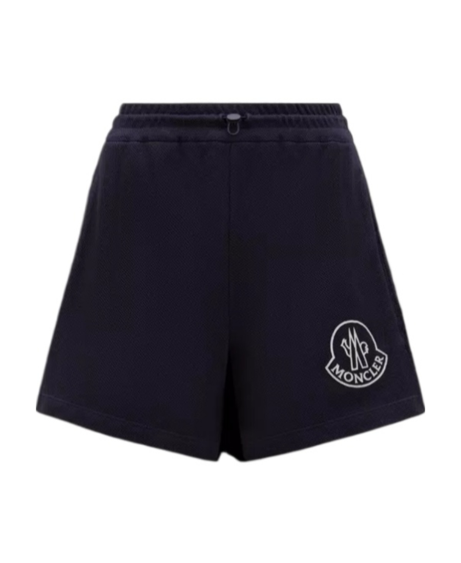 Moncler Drawstring Cotton Shorts In Blue