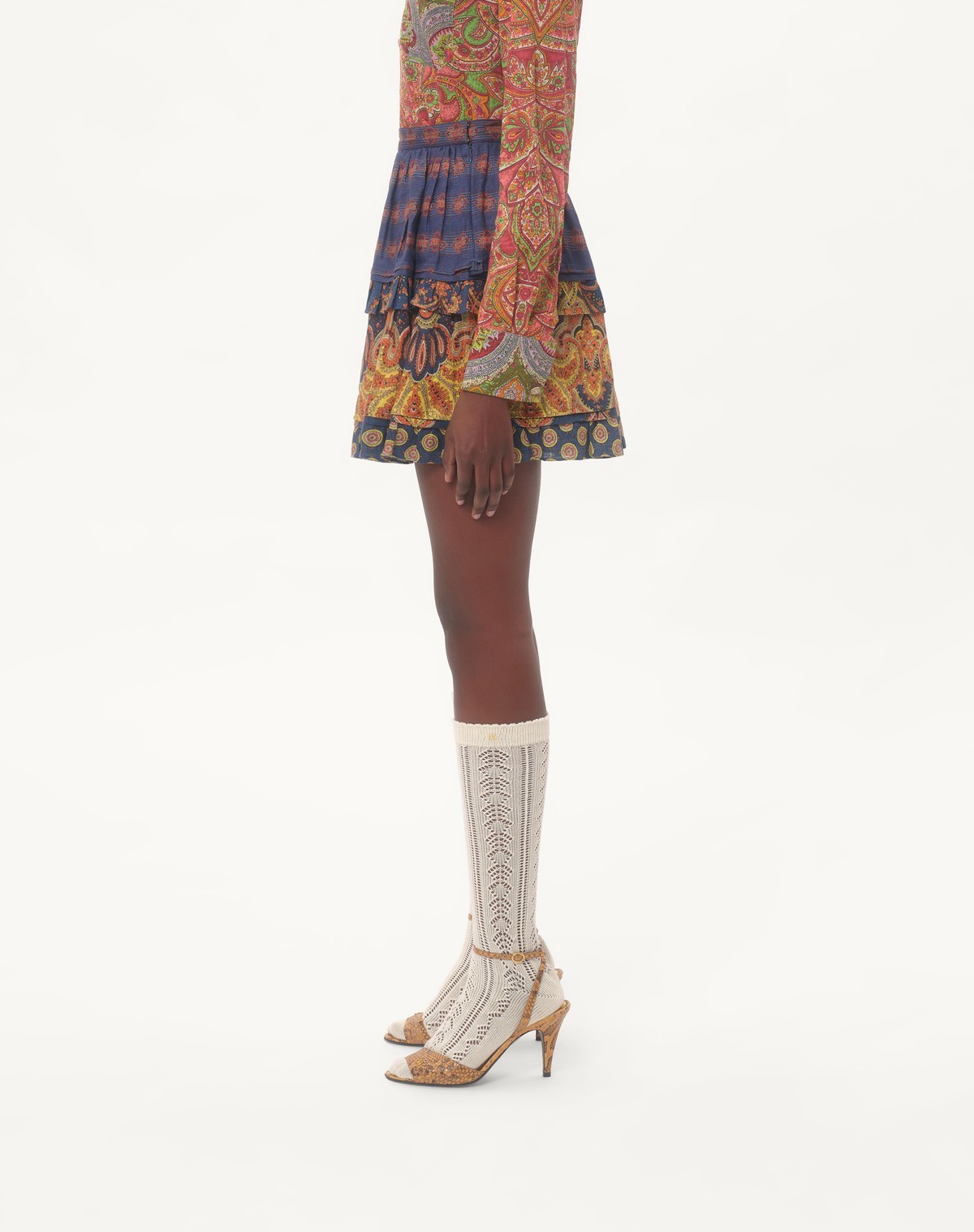 Shop Valentino Skirt In Lino Paisley Medaglioni Voyage Imaginaire In Multicolor