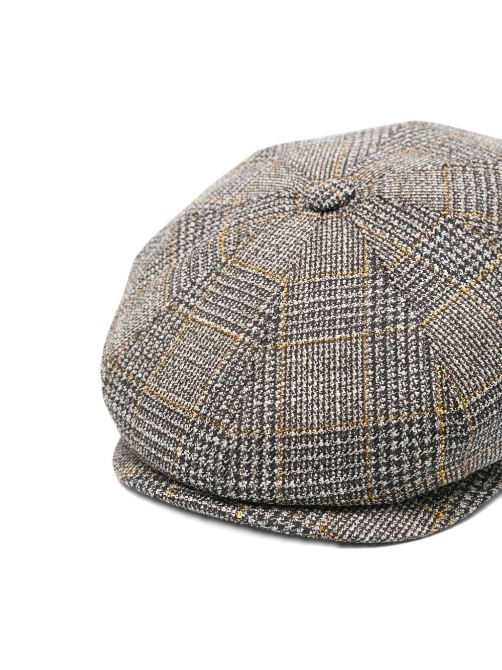 Borsalino Checked Wool Cap Short Brim In Gray