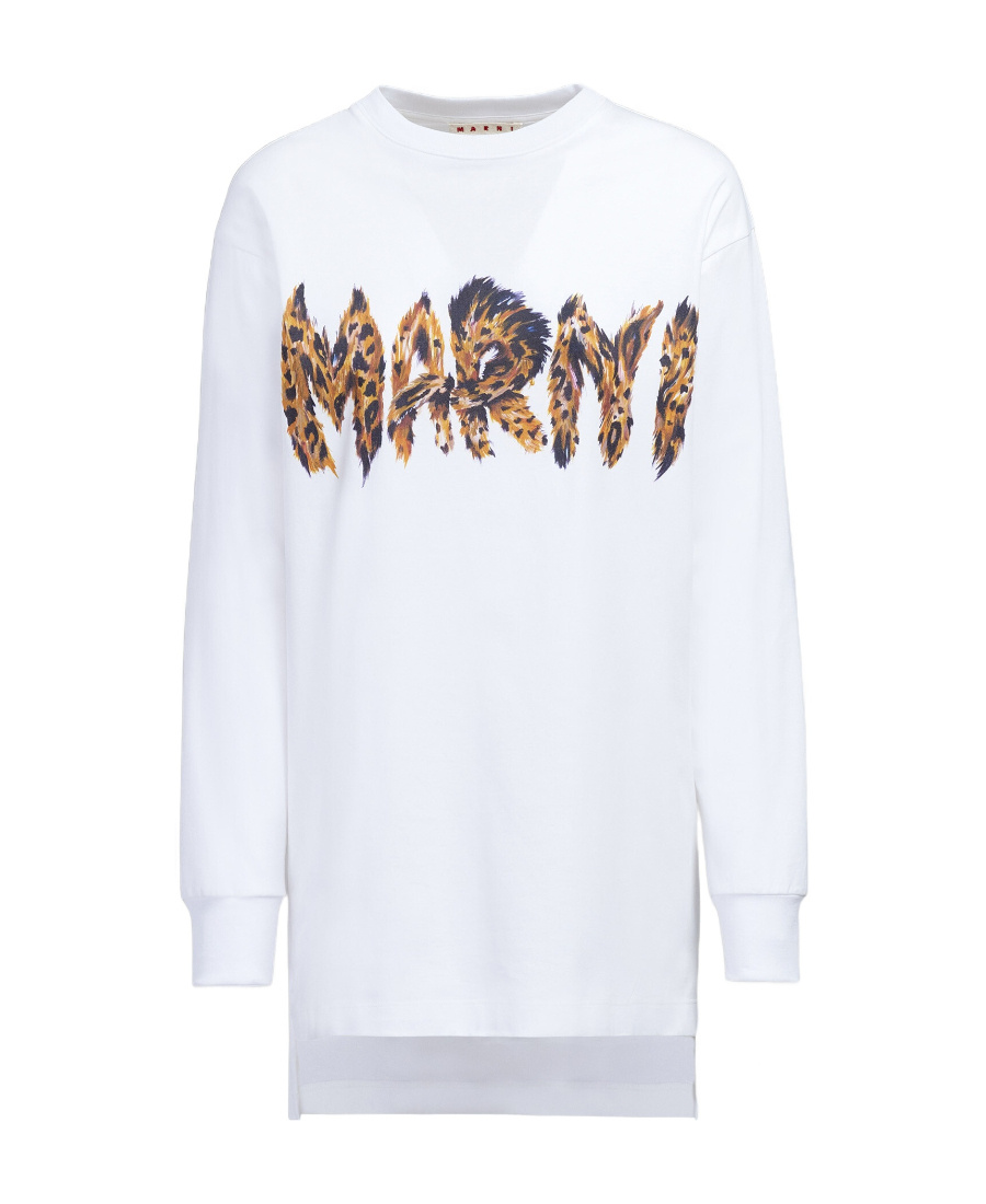 Marni Logo-print Long-sleeve Top In White