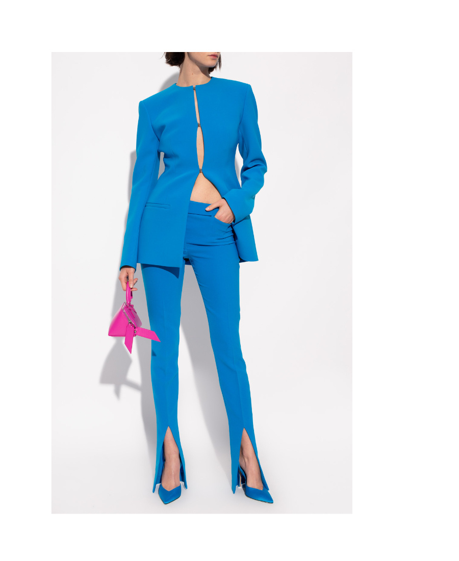 Attico Freja High-rise Techno Crêpe Pants In Blue