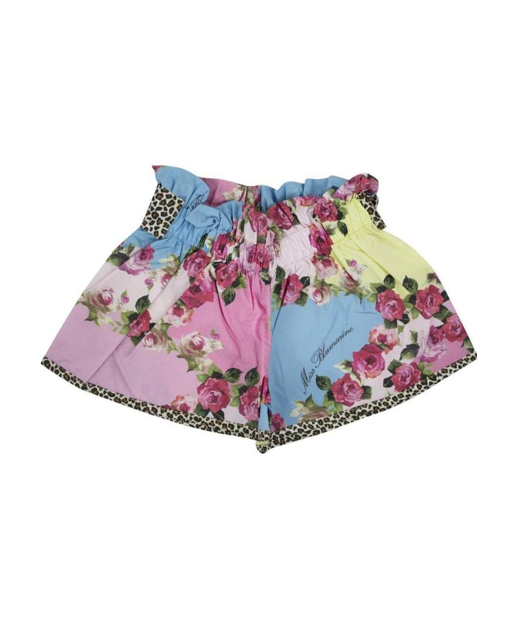 Miss Blumarine Girdle Floral Print Shorts In Multicolor