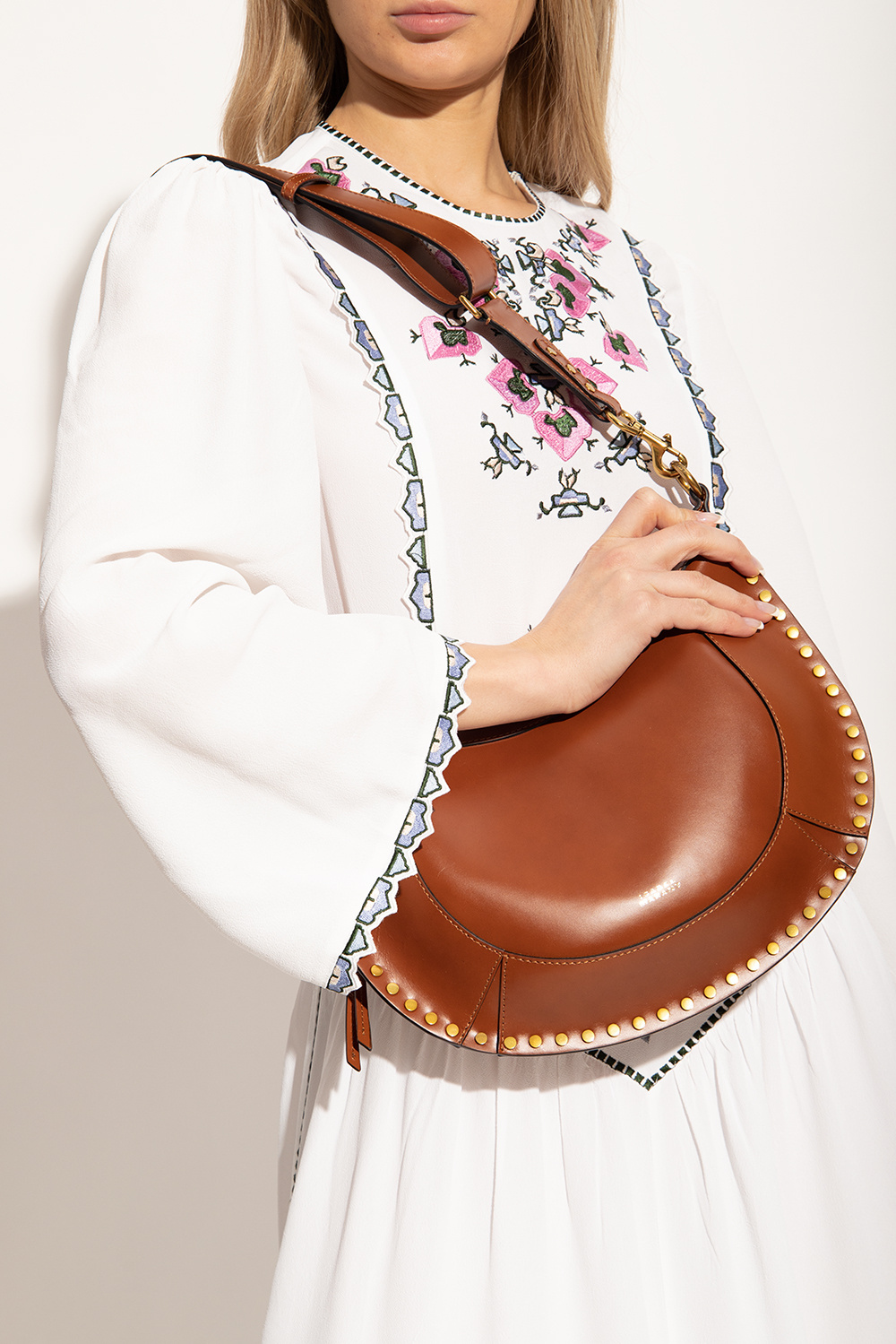 Isabel Marant Womens Cogc Oskan Moon Leather Shoulder Bag In Brown