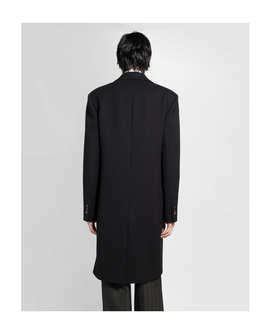 Bottega Veneta Single-breasted Wool Coat In Black