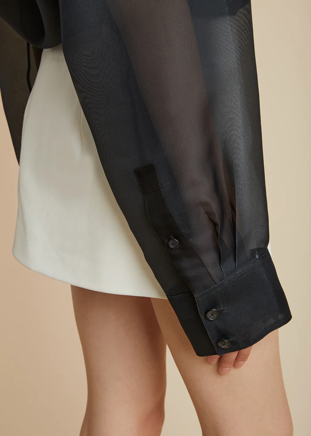 Khaite Missa Sheer Silk Collared Top In Black