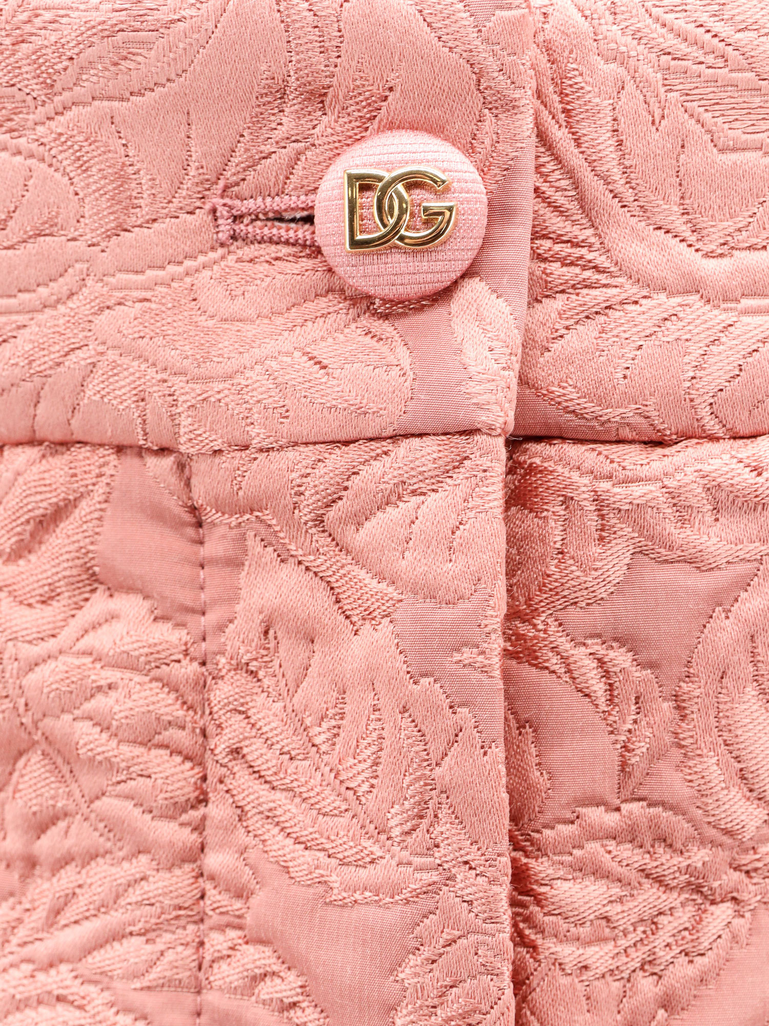 Dolce & Gabbana Embossed Embroidery Cotton Silk Blend Shorts In Pink