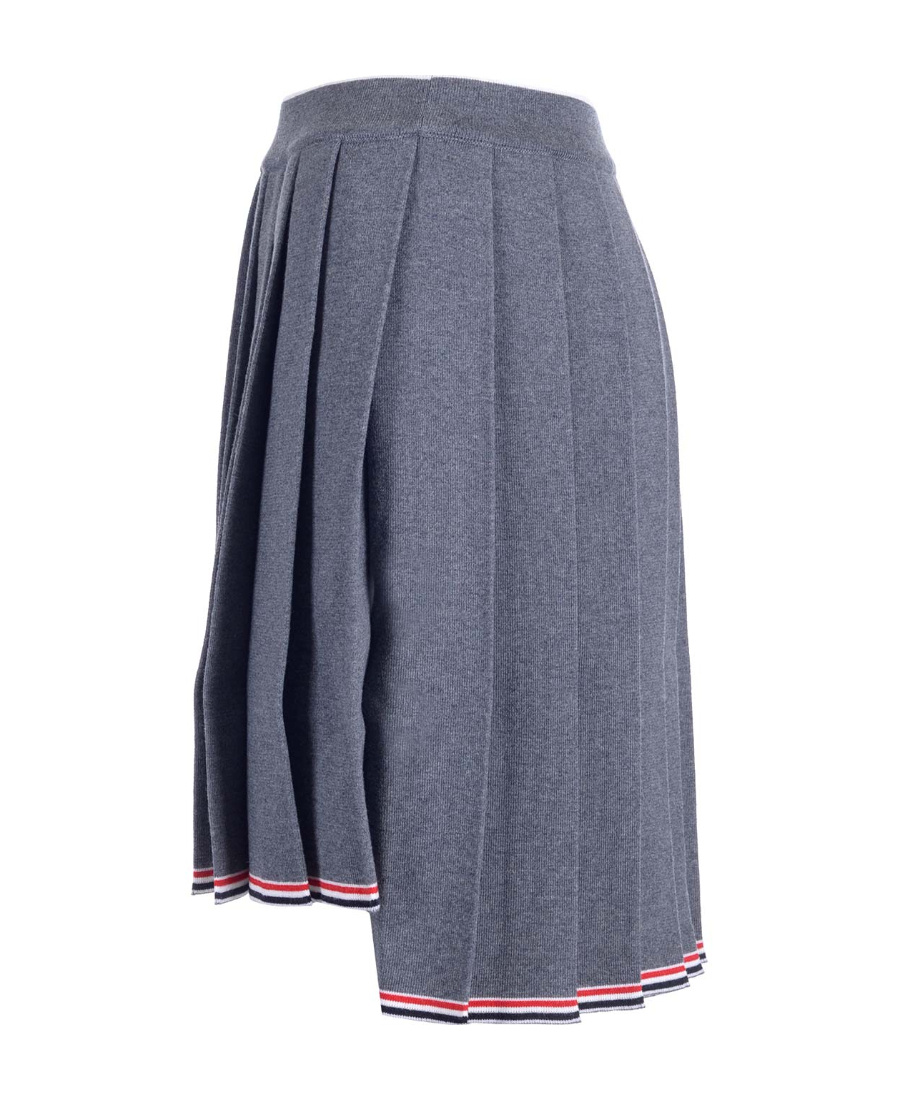 Thom Browne High-low Hem Pleated Skirt In Gray
