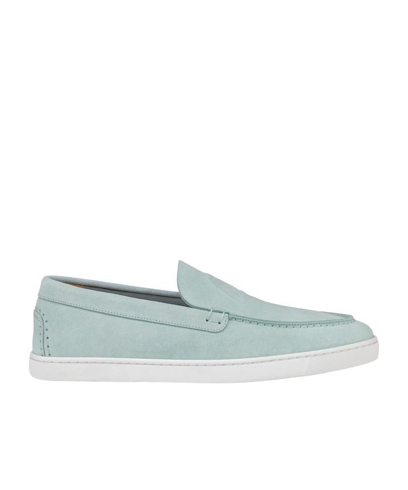 Christian Louboutin Calf Leather Boat Shoes In Gray
