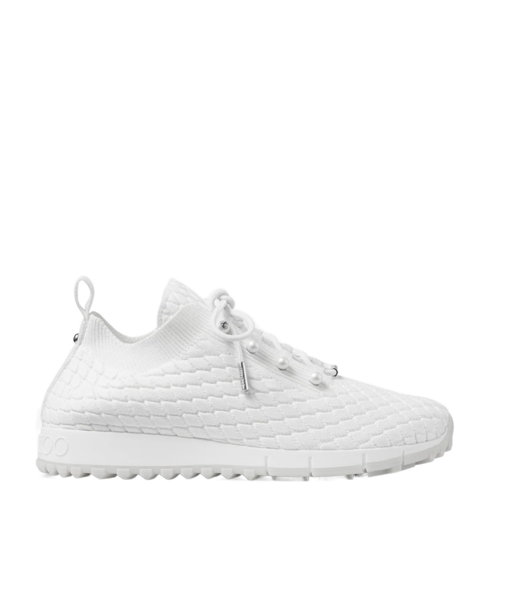 Jimmy Choo Textured Knit Trainers In White