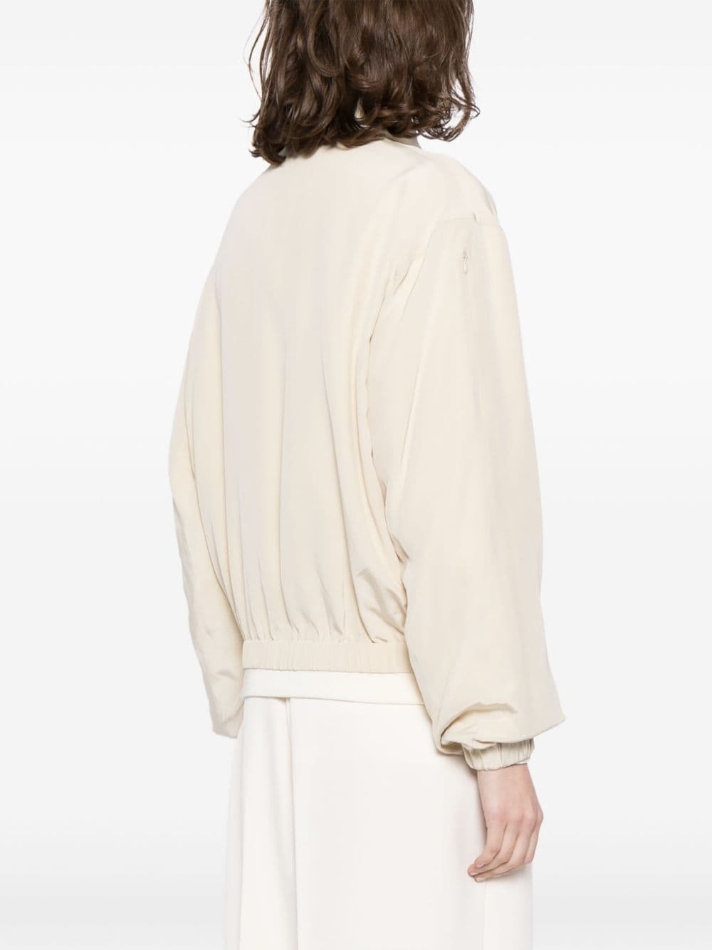 Helmut Lang Convertible Layered Crepe De Chine And Satin-twill Bomber Jacket In White