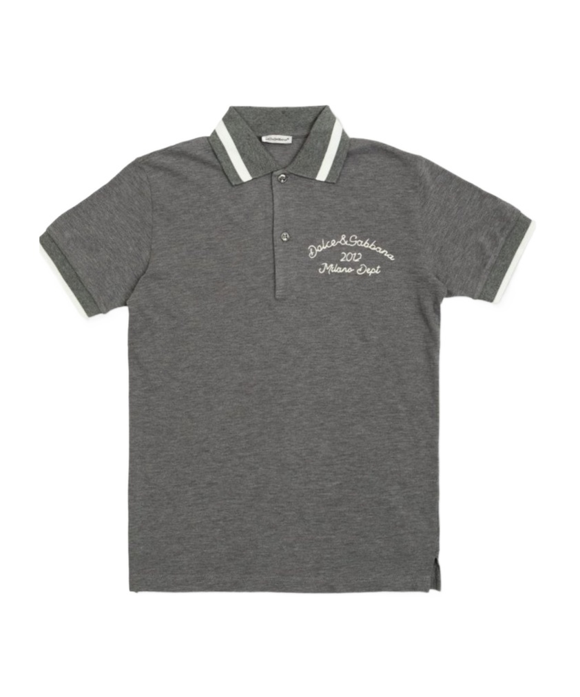 Dolce & Gabbana Logo-embroidered Polo Shirt In Gray